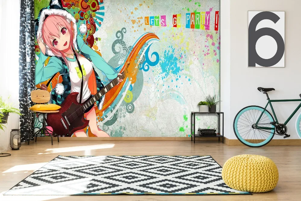 [Самоклеющиеся] 3D Super Sonico Rock Girl 66 японская аниме настенная бумага печать настенные