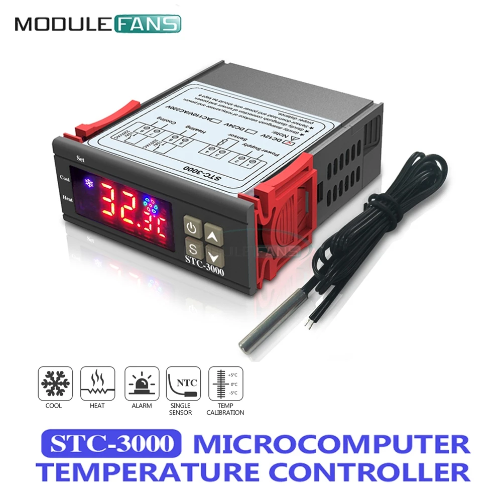 DC 12V 24V AC 110 V 220 светодиодный цифровой регулятор температуры Термостат Термометр