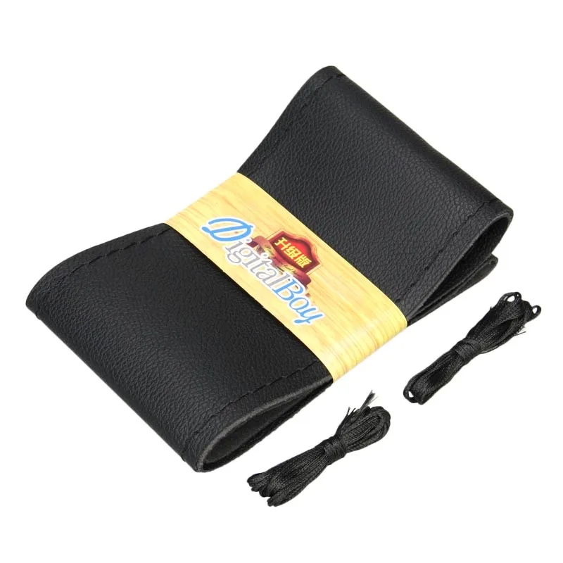 Digitalboy Черный Микрофибры Кожа Рук Сшиты Косу Машина Руль Крышка Skid Доказательство