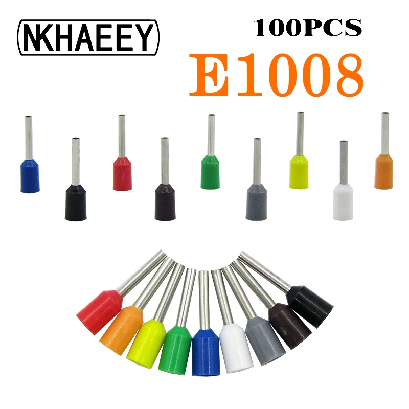 Free Shipping 100pcs/Pack E1008 Insulated Ferrules Terminal Block Cord End Wire Connector Electrical Crimp Terminator | Обустройство