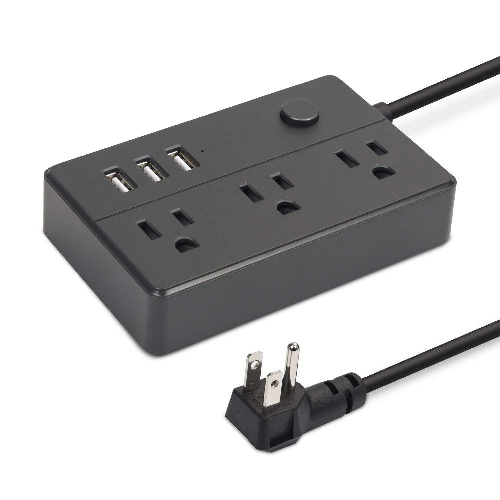 BLACK USB сетевой фильтр 3 штепсельная Вилка для сети с переменным током стандарта США розетка с USB адаптер зарядное устройство 4.92ft Удлинительный шнур для дома отеля - Цвет: BLACK