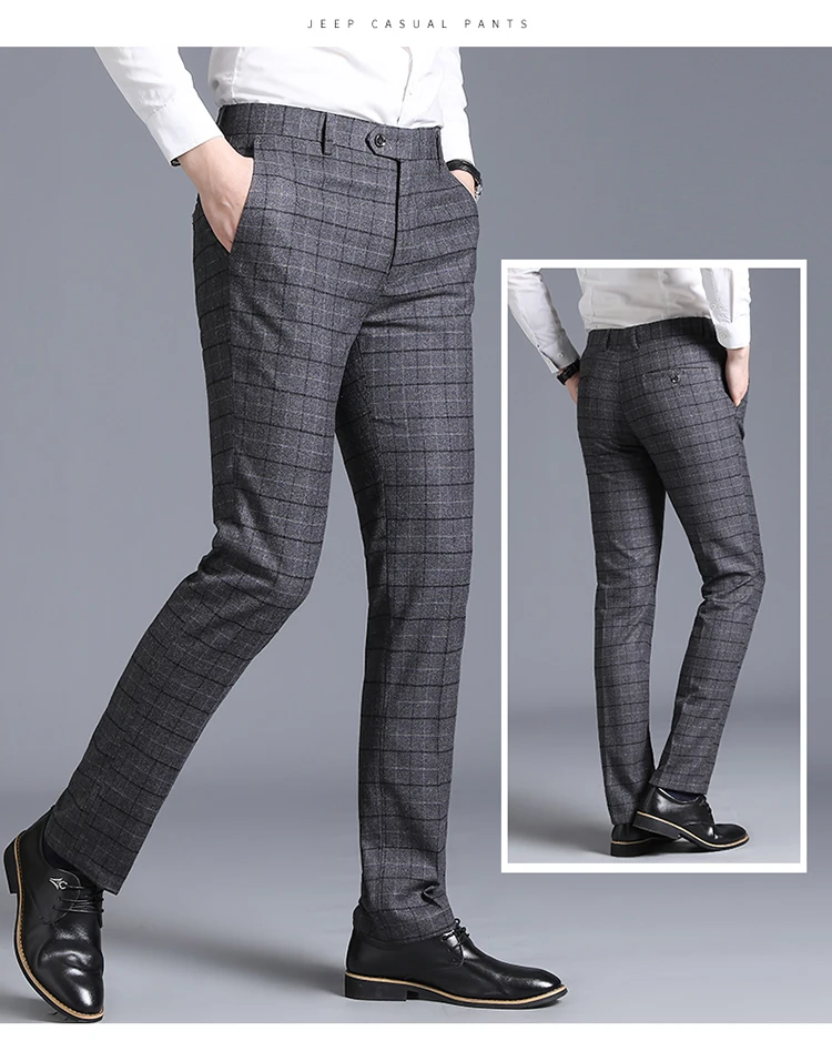 Мужская одежда костюм брюки бизнес случайные Slim Fit классический костюм брюки Свадьба мужской корейской версии клетчатые повседневные брюки тонкие брюки