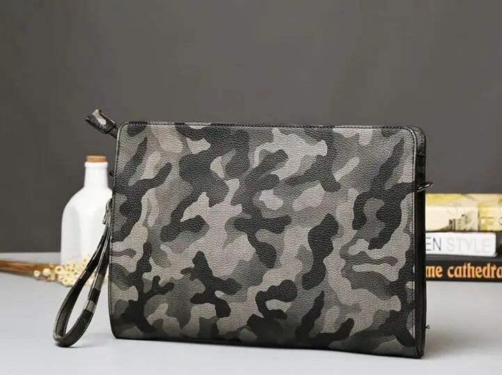 Мужская камуфляжная Сумка конверт из ПУ кожи унисекс|leather clutch for men|leather gloves fur