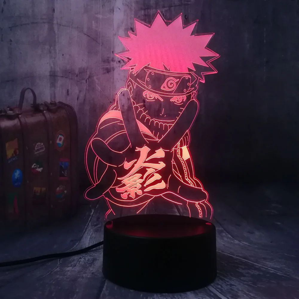 Новинка Наруто Аниме Uzumaki Наруто 3D ночной светильник светодиодный USB настольная лампа для сна домашний декор Детская игрушка для мальчика Праздничный Рождественский подарок