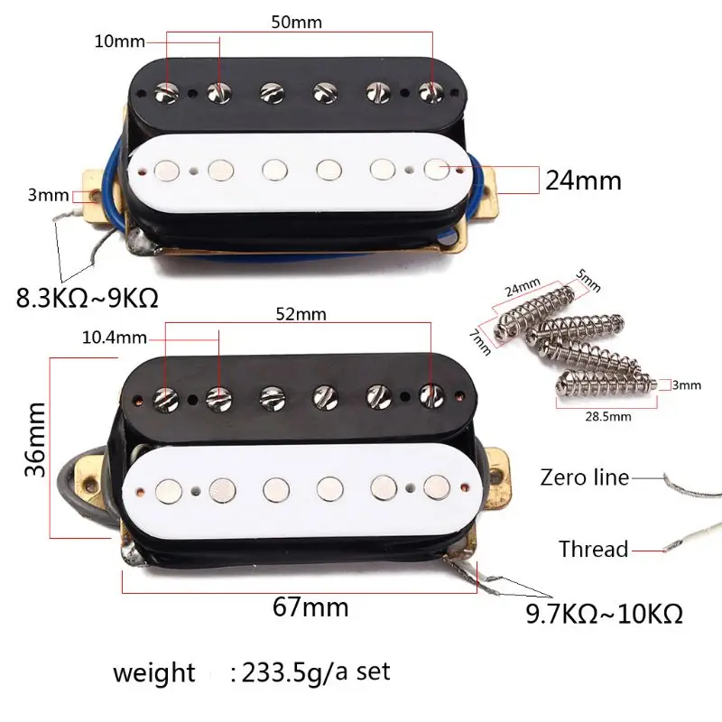 1 компл. Черный с белым металлическим звукосниматель для гитары хамбакер шеи и