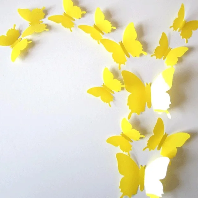 yellow 12 шт. наклейки с бабочками для свадьбы в стране, свадьбы, дня рождения, Рождества, Нового года, юбилея, фестиваля, Декорации для фона - Цвет: yellow