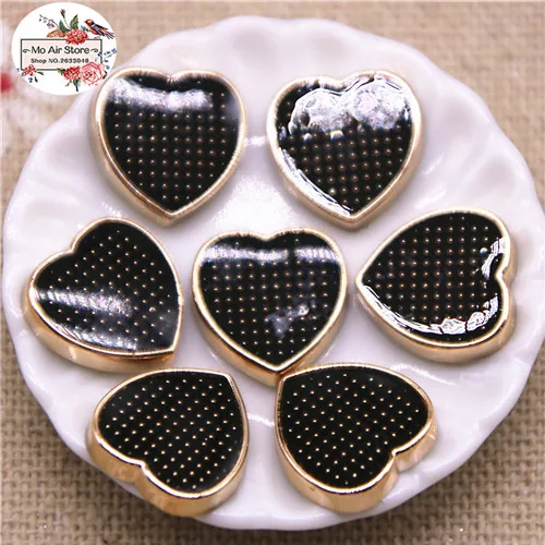 black 50pcs 50 шт. 12 мм Сердце нежные разноцветные пуговицы домашний сад ремесла Кабошон Скрапбукинг DIY аксессуары - Цвет: black 50pcs