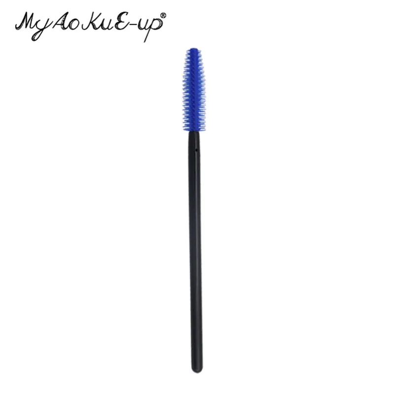 black dark blue 50 шт. кисти для макияжа ресниц для наращивания ресниц тушь аппликатор палочки силиконовая одноразовая кисть для ресниц кисти для макияжа - Handle Color: black dark blue