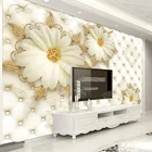 Пользовательские 3D обои самоклеющиеся золотые украшения цветок мягкая сумка большая роспись гостиной диван ТВ фон обои для стен