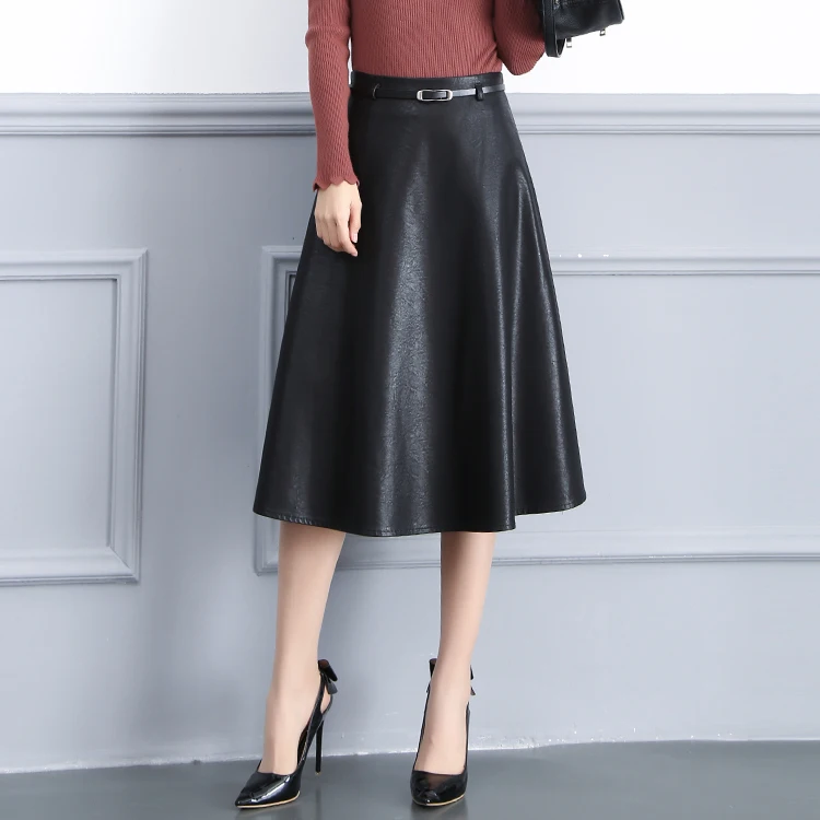 Большие размеры Зимняя юбка из искусственной кожи женская повседневная Женская