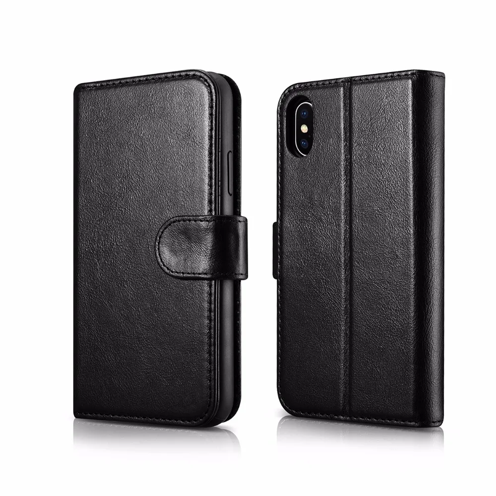 ICARER 2 в 1 съемный чехол из натуральной кожи для iPhone X 5 8 деловой стиль Ретро кошелек