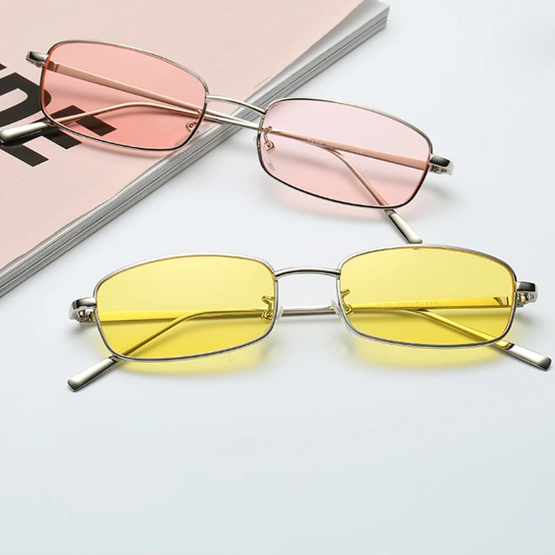 

Thin Rectangle Sunglasses Women Metal Small Square Men Sun Glasses 2018 UV400