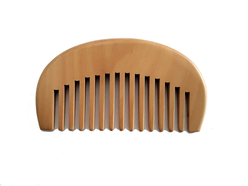 Гребень лунный из натурального персикового дерева с широкими зубьями для мужчин
