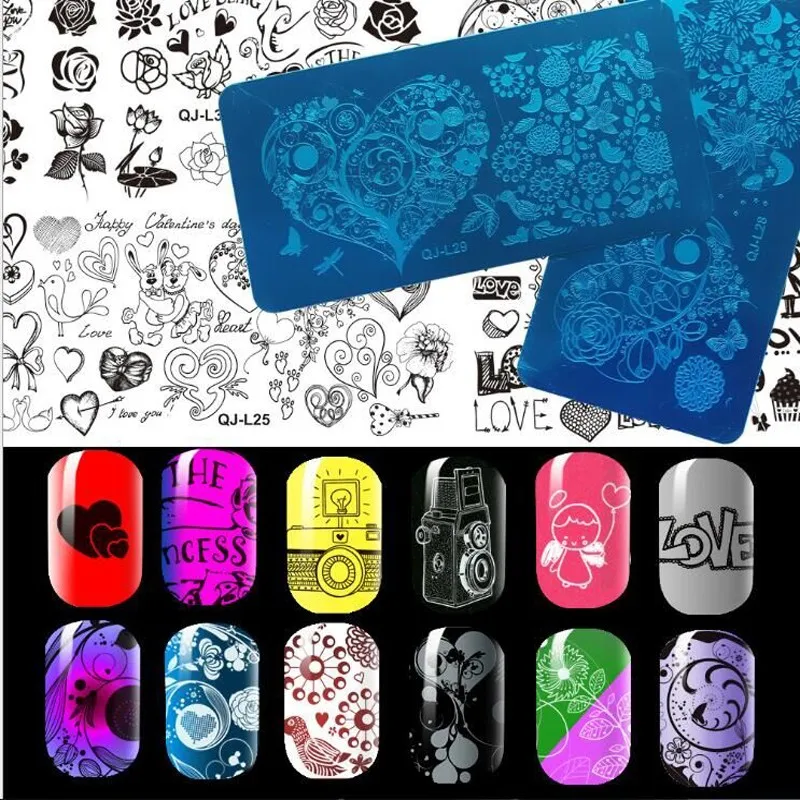 Модная печать в виде цветка штампованные пластины для ногтей изображение