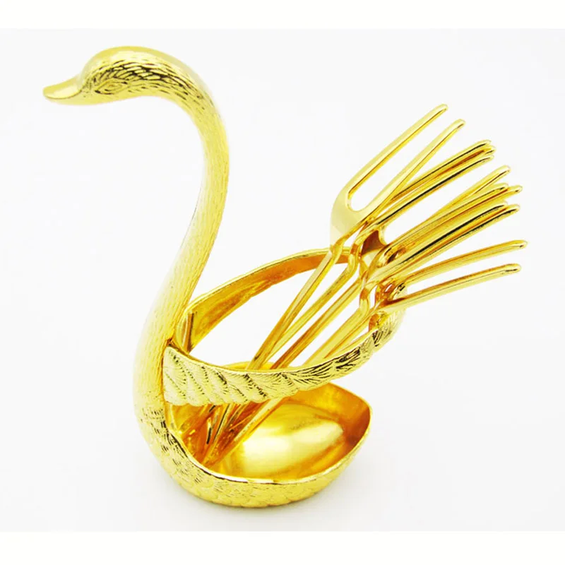 Золотой Лебедь фрукты Вилка десертный набор модные креативные Костюмы роскошный
