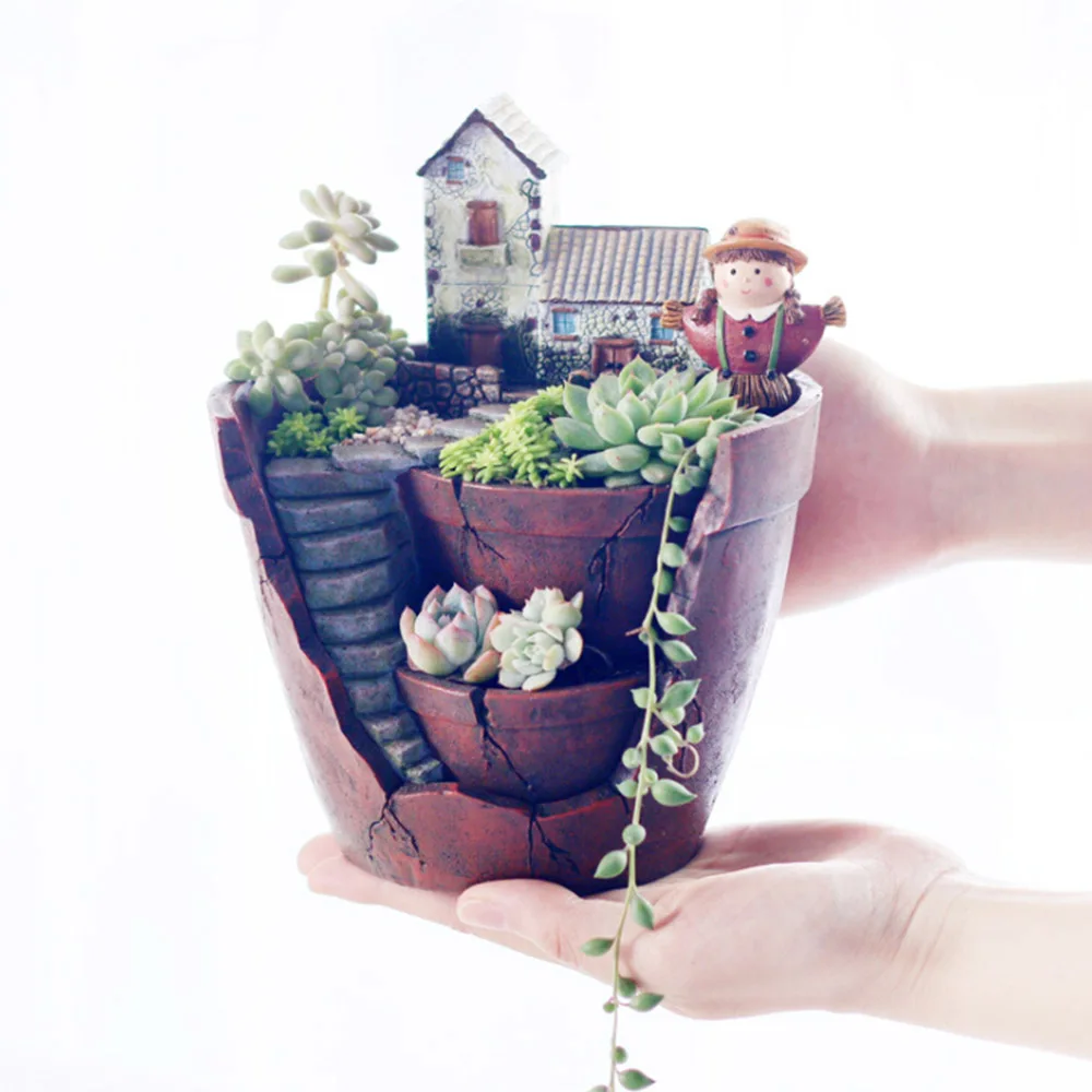 3D сказочный садовый горшок для цветов суккулентов контейнер сделай сам бонсай