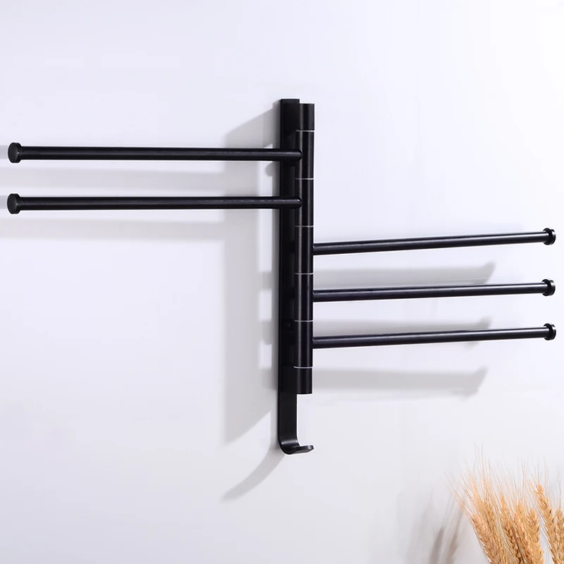 5 полотенец с крючками алюминиевый трехслойный держатель для полотенец подвесной держатель для полотенец для ванной комнаты черный настенный держатель для ванной комнаты