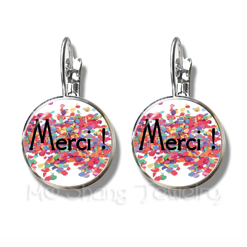 Teacher's Creative Gifts Earrings 16mm Glass Cabochon Teaching Women Girls Jewelry Merci Maitresse Dome Stud Gift | Украшения и
