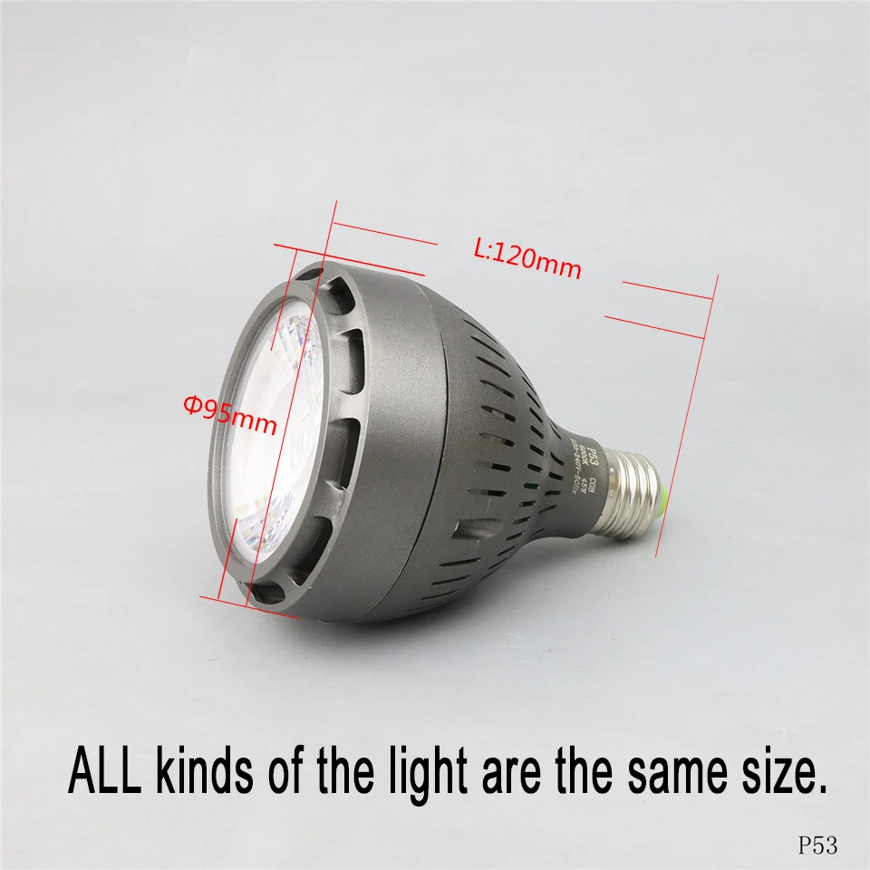 Led PAR30 P51 P612 P615 P23 P602 P616 P53 лампа 35 Вт 40 45 Трек свет Прожектор Лампа E27 COB LED теплый