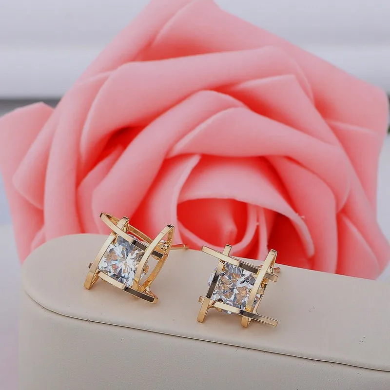 elegant and charming black with rhinestones full of crystal squares Earrings-carnations for For women Shoes girls 20182105 | Украшения и