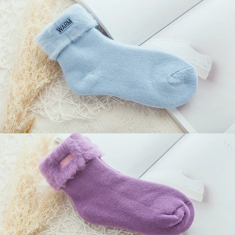blue purple CHAOZHU/женские теплые носки; Утепленные зимние лыжные носки; бархатные домашние носки для сна; зимние женские модные флисовые Носки - Цвет: blue purple