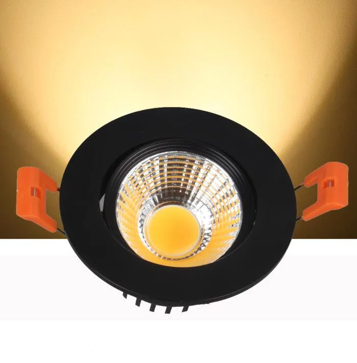 Приглушаемый Светодиодный точечный светильник утопленный COB в черном корпусе 110