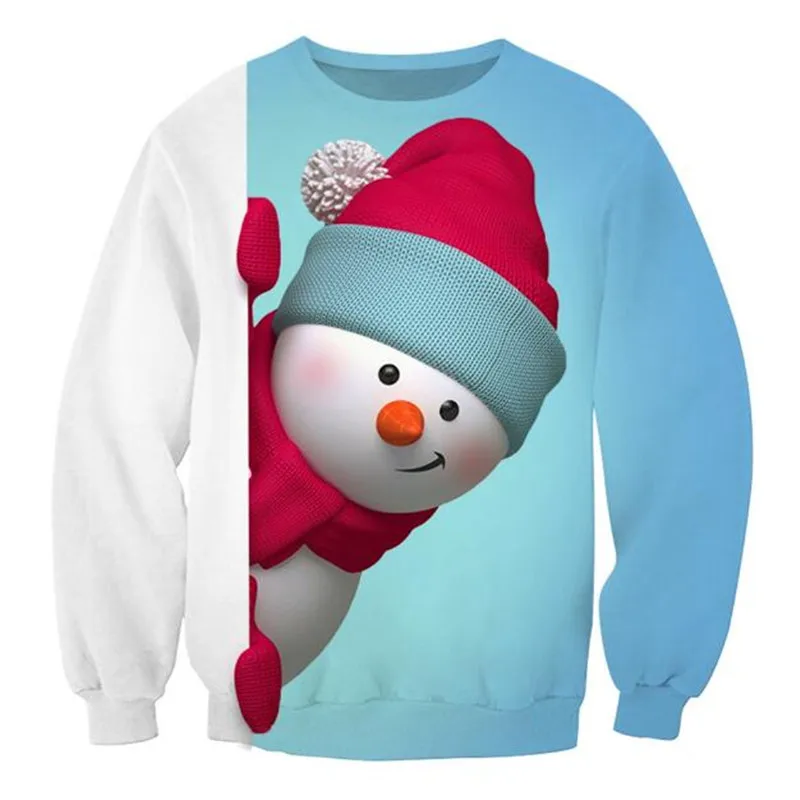 Christmas sweater 3D digital print pullover new round neck long sleeve loose large size couple | Женская одежда