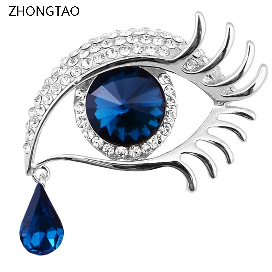 Charming Crystal Scarf Collar Pins Brooch Rhinestone Evil Eye Brooches Pin Jewelry For Women Accessories XZ057 |