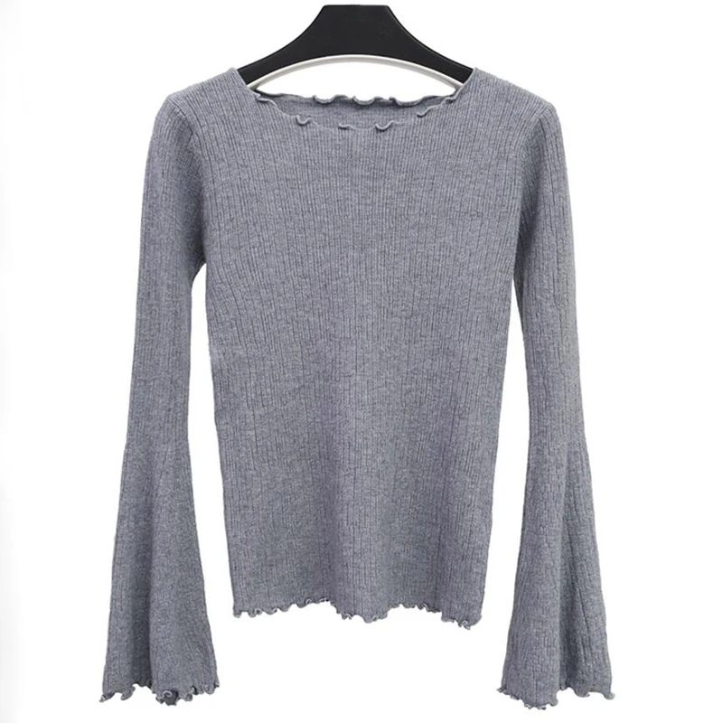 2018 Knitted Sweater Woman Sexy O-Neck Women Sweaters And Pullovers Korean Long Sleeve Horn Pull Femme LY1007 | Женская одежда