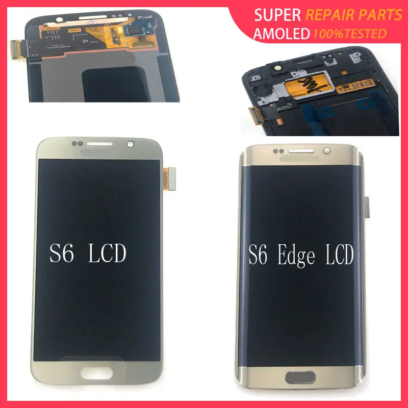 Супер AMOLED lcd для samsung GALAXY S6 G920 G920F S6 Edge G925 G925F ЖК-монитор Сенсорный экран дигитайзер комплект с ожогами