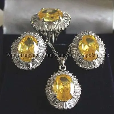 Хит продаж новинка-серьги/Кольцо/ожерелье с топазом из Южной Америки набор