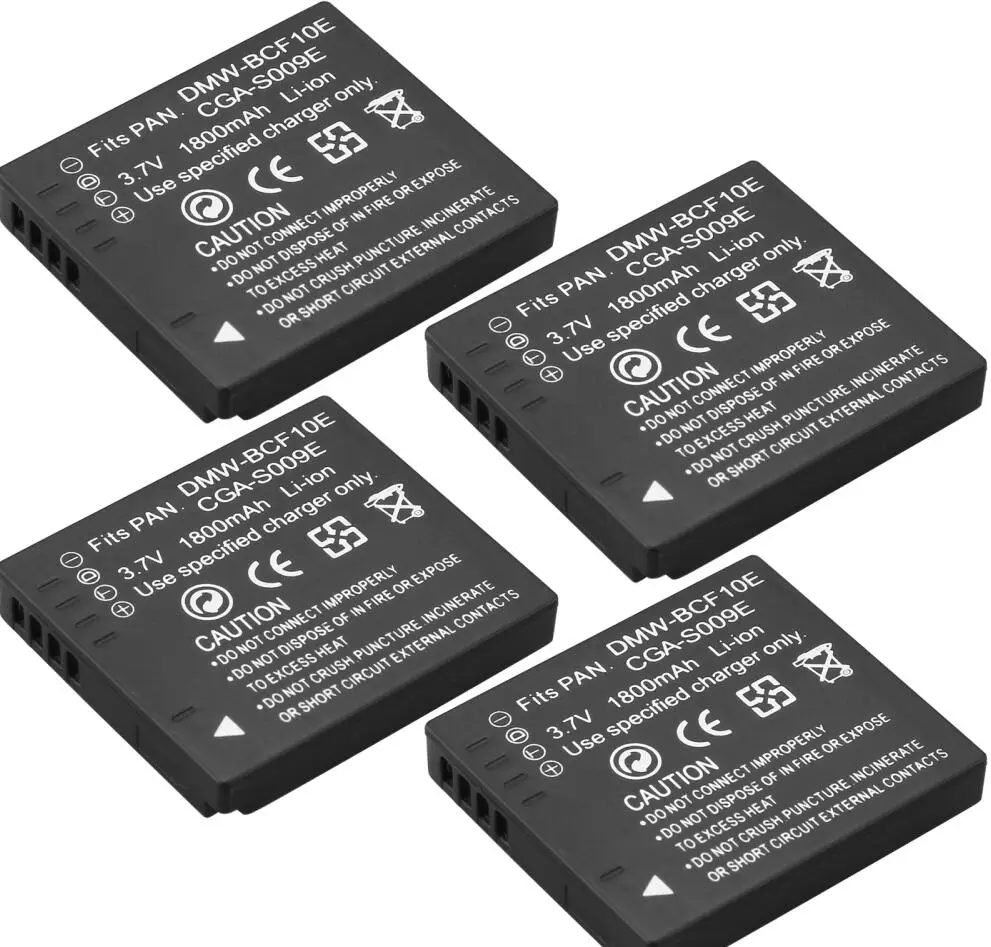 4 battery DMW-BCF10E Батарея& Зарядное устройство для цифрового фотоаппарата PANASONIC Lumix DMC-F2 DMC-FH3 FH20 FH22 DMC-FH20A DMC-FH20K DMC-FH20R DMC-FH20S DMC-FH20V - Цвет: 4 battery