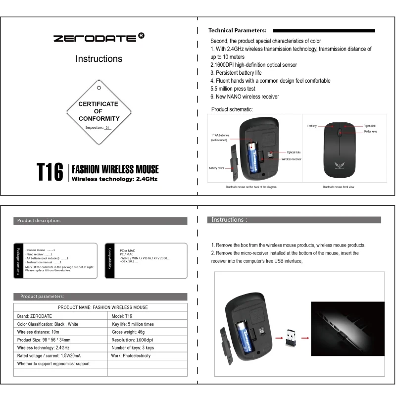 Мини-мышь беспроводная Bluetooth USB мышь 2 4 ГГц оригинальная 3 кнопки оптическая