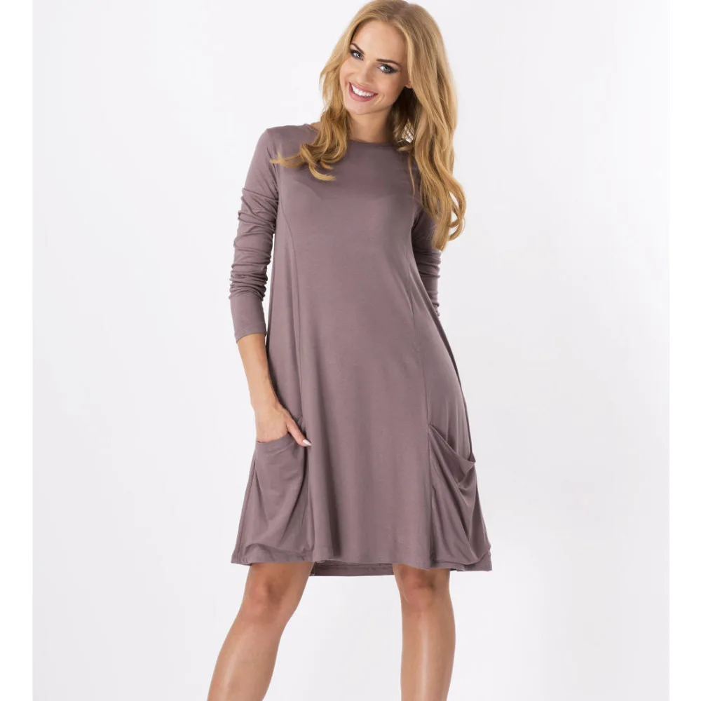 Женское платье с длинным рукавом и круглым вырезом размеры S M L XL XXL XXXL|fashion women