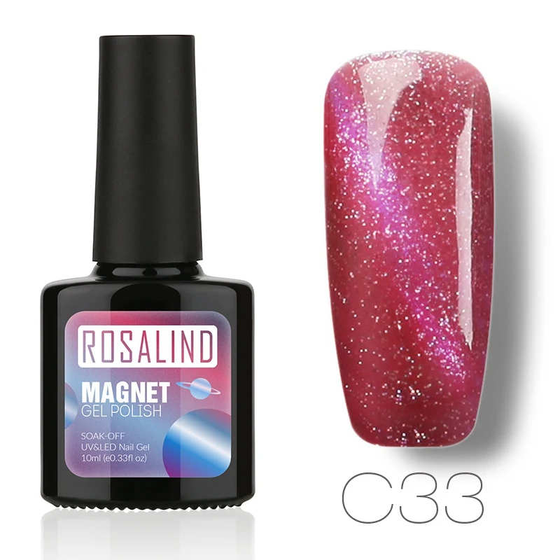 C33 ROSALIND гель 1S P+ черная бутылка 10 мл кошачий глаз магнит C31-60 гель лак для ногтей УФ светодиодный Полупостоянный гель лак - Цвет: C33
