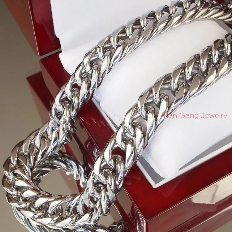 

7"-40" Heavy Charm 316L Stainless Steel 16MM Silver Color Cuban Curb Link Chain Mens Necklace or Bracelet Cool Jewelry
