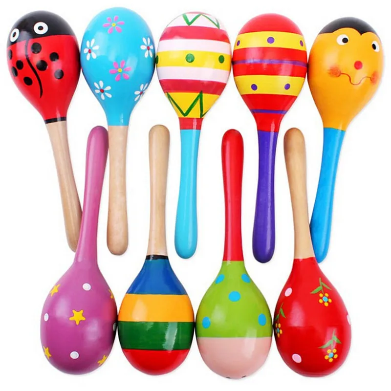 50 шт мини красочные деревянные шариковые погремушки Maracas игрушки песочный