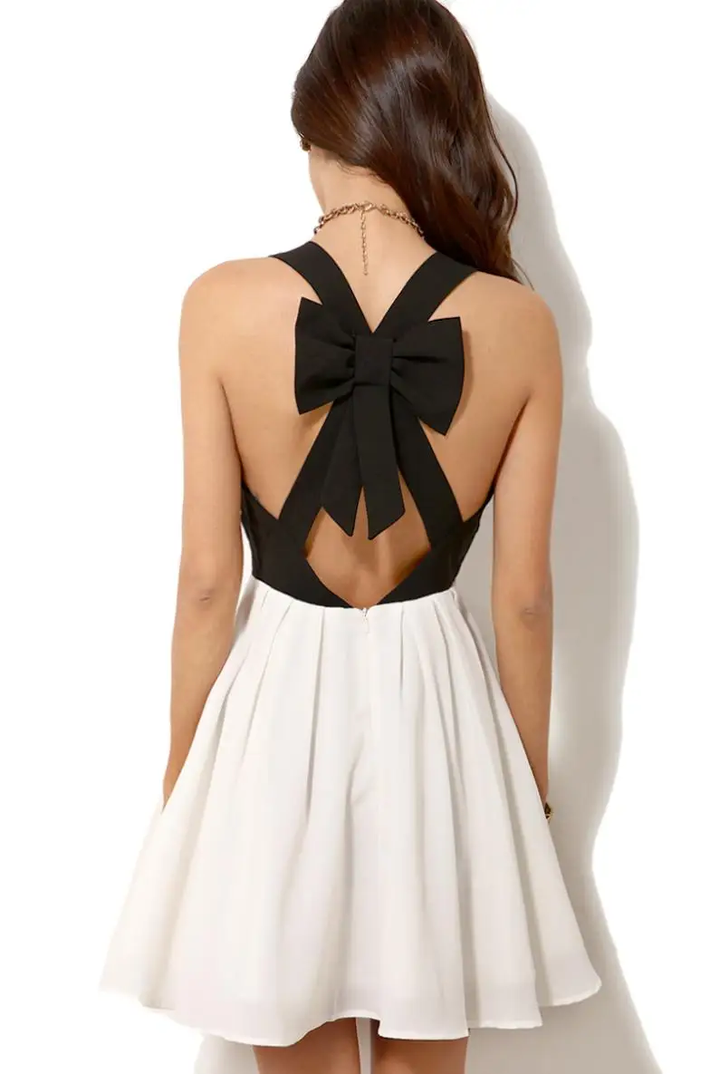 Summer Dress 2014 New Fashion Women Crossed Bandage Bow Hollow Out Sexy Dresses Backless V Neck Sleeveless XS-XXL | Женская одежда