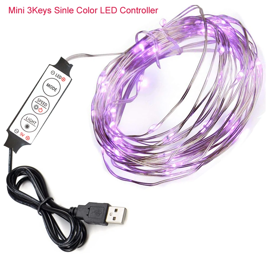 2M 5M 10M 100 Led Strings Copper Wire 3XAA Battery Operated USB Christmas Wedding Party Decoration LED light string controller | Лампы и
