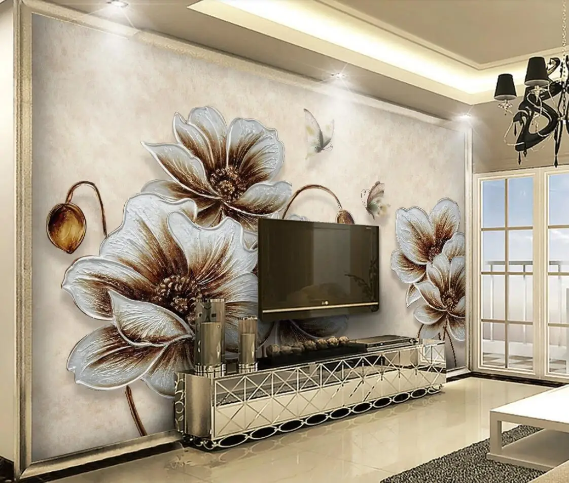 Тиснением в Маковый цветочек настенные фотообои Бумага 3d золото &quotЦветы&quot и