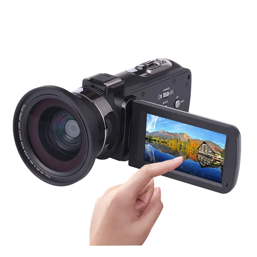 Новая Ultra HD 4K WiFi цифровая видеокамера 3,0 дюймов ips сенсорный экран 30MP 16X зум+ внешний микрофон+ широкоугольный объектив