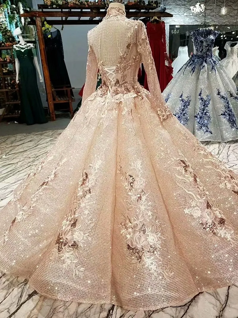 Elegant Off Shoulder Ball Gowns Long Wedding Dresses 2018 Custom Made Sexy Sweetheart With Gold Lace Puffy Colorful Bridal | Свадьбы и