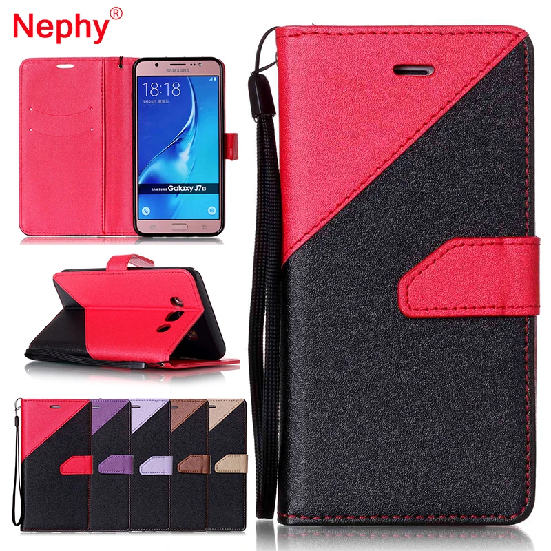 Nephy сращивания кожаный телефон раскладушка чехол для samsung Galaxy J7 Prime J700 2015 J710 2016 J7Prime