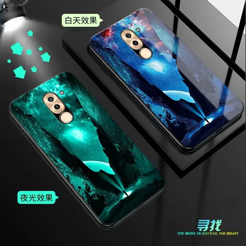 Для huawei honor 6X чехол Роскошный светящийся Узор Жесткий закаленное стекло защитный чехол на заднюю панель для huawei honor 6X чехол для телефона - Цвет: style 04