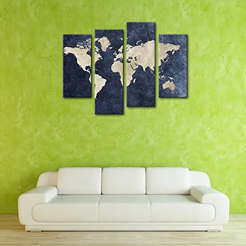 Wall Decor World Map Poster Navy Blue Painting Papers Home Modern Abstract Art Canvas Print | Дом и сад