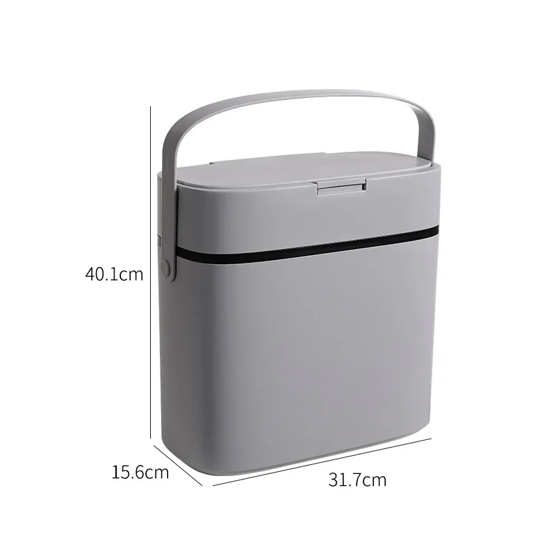 grey with handle 12л узкая ванная комната мусорное ведро пресс Туалет мусорное ведро Бытовая мусорное ведро с ручкой Storge корзина для мусора контейнер держатель - Цвет: grey with handle