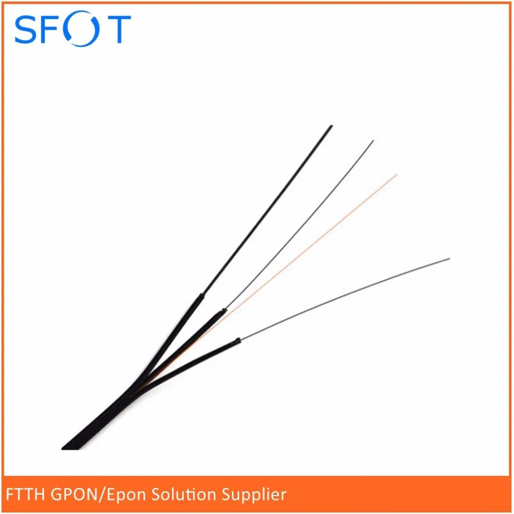 Волоконный кабель FTTH 1 ядро черный цвет для наружного использования с 3 стальными