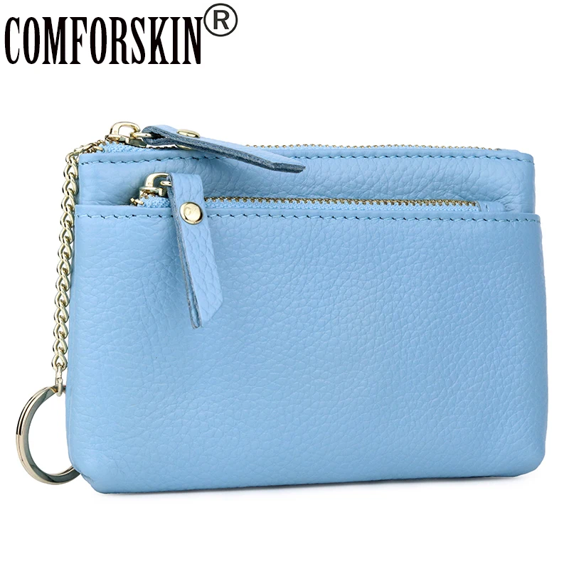 COMFORSKIN Premium 100% Cowhide Leather Zipper Coin Purses Hot Fashion Brand Design Women Wallets Factory Price Direct Selling