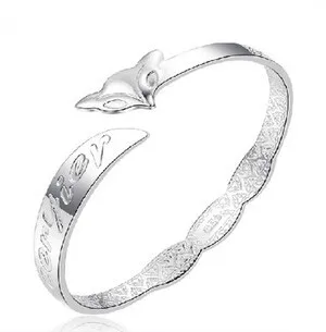 Женский браслет из серебра 100% пробы с кристаллами|bangle jewelry|925 silver bangleflower cuff bracelet |