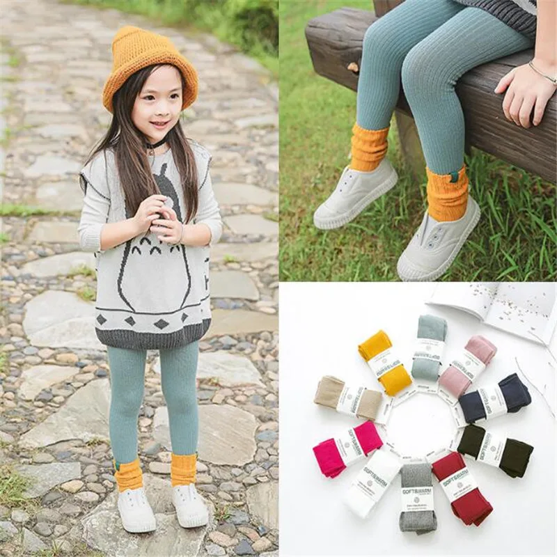 Лидер продаж Однотонные эластичные чулки для малышей зимняя одежда ярких цветов